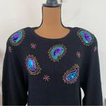 Vintage Sweet Baby Jane black sequins paisley embellished knit maxi dress sz L Size L Photo 5