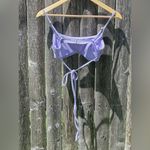 Hollister  co-ord rib skinny wrap scoop bikini top in lilac Photo 11