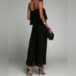 Shinestar Spaghetti Strap Chiffon Partial Sheer Pleats Jumpsuit Pants Flowy L Photo 2