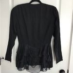 Vintage Char Button Up Collared Black Blazer Long Sleeve 100% Silk Size 8 Photo 3