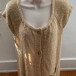 margaret o'leary Gold Knit Short Sleeve Cardigan with Pockets, size L Photo 0