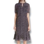 Altuzarra  Floral Print Ruffle Hem Dress Purple Gold Silk Crepe Sz FR 42 US‎ 10 Photo 1