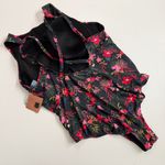 Shade & Shore  Swimsuit One Piece Floral High Neck Full Coverage Black Pink Red Photo 4