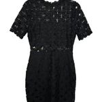 Lulus Ladies Black Cocktail Crochet Lace Bodycon Heartfelt Midi Dress SZ Small Photo 0