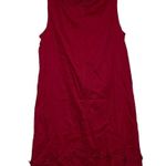 Loft  Ann Taylor Crewneck Ruffle Trim Lined Shift Dress Women 8 Sleeveless Cotton Photo 7