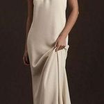 Anthropologie BHLDN Ruby Twist Halter Satin Gown Photo 0