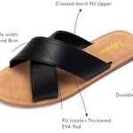 NEW Luffymomo Open Top Flat Sandals Slip on 9 Gold Photo 2