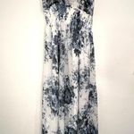 she's cool She’s Cool Blue & Grey Floral Pattern with White Adjustable Strap Maxi Dress Photo 7
