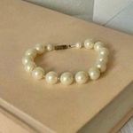 Pearl Bracelet Gold Bead Elegant Vintage “Lagaertha” Classic Minimal Pearlcore White Photo 0