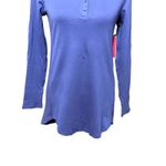 Isaac Mizrahi  Henley T-Shirt Long Sleeve 3 Button Navy Blue Women's XS NWT Photo 2