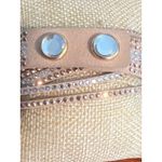 Faux Suede Tan Wrap Bracelet Gold Silver Tone Rhinestones Snaps 2 Sizes 14" 15" Photo 2