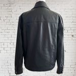 Ralph Lauren Vintage 100% Leather Button Front Jacket Navy Blue & Gold Sz. Small Photo 4