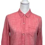 Nili Lotan Cotton Button Down Shirt Women’s Size Small Red Lightweight Long Slee Photo 1