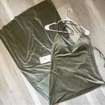 Jenny Yoo Dress NWT stretch velvet sabrina maxi womens Green (size 12) wedding Photo 3