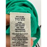 Soft Surroundings  Women Kelly Green Tee Floral Stitch Long Striped Top Size L Photo 5