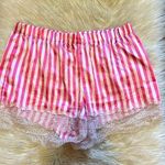 Victoria's Secret Pink & White Striped Shorts with Lace Trim Photo 0