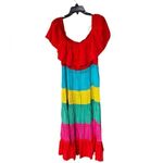 Alice + Olivia  Kia Smocked Rainbow Cold-Shoulder A-Line Dress NWT 12 Photo 4