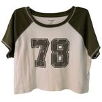 Arizona Jeans ARIZONA Women’s Green Varsity Crop Top Sporty T-Shirt Photo 0