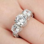 TJ Maxx Size 7 White Sapphire Silver Anniversary Band 10KT Photo 4