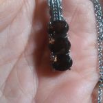 Brazilian Smokey Quartz Three Stone Stainless Steel Pendant Necklace Photo 10