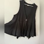 VTG FOCUS Button Down Tank Top Retro Funky Ribbed Cardigan Tank Black Size L XL Photo 2