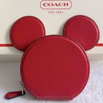 Coach Red Mickey Mouse Ear Coin Pouch Photo 0
