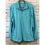 Ashworth Women's Long Sleeve Tee XL Turquoise White Plaid Photo 5