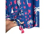 Oliphant Palm Tree Cotton Silk Blend Blouse Sz. S Blue Photo 3
