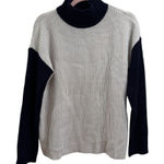 Devotion by Cyrus Navy and Cream Color Block Mock Neck Sweater NWT Black Size XS Photo 0