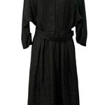 & Other Stories & Other Stories Black Burnout Silk Bracelet Sleeve Belted Midi Dress sz 36 / S Photo 13