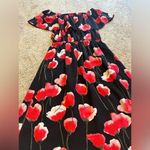 Aritzia Wilfred Hosta Black and Red Floral Off Shoulder Short Dress Photo 1