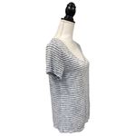 Aeropostale Striped Raw Edge V-Neck Loose Top Navy Blue Small Photo 4