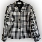 Vintage 90’s R.Q.T. Button Front Jacket Black & White Plaid Lined Collar Size 18 Photo 0