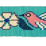 Handmade Vintage Y2K Turquoise Seed Bead Bracelet w/Bird & Flower Huichol Made in Mexico Photo 1