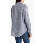 NWOT Frank & Eileen Shirt Small Eileen Linen Swallow Tail Bird AOP Print Navy Blue Photo 1