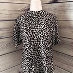 Vintage Animal Print Short Sleeve Sweater Top Tan Size M Photo 0