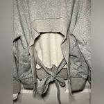 Anthropologie EVIDNT Size Large Gray Open Cropped Back Tie Sweatshirt Photo 9