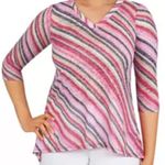 Ruby Rd NWT . Stripe 3/4 Sleeve Blouse Photo 0