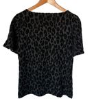 Ann Taylor Shirt Size S Black Leopard Print Flocked Velvet Chic Modern Photo 1