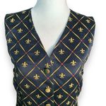 Vintage Deadstock Lizsport Tailored Suit Vest Black Fleur Photo 4