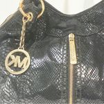 Michael Kors Moxley Black Embossed Python Leather Purse Gold Hardware Photo 1