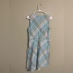 LL Bean Dress Size 12 Linen Cotton Blue Green Plaid V Photo 1