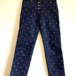 Miaou Floral Rose Embroidered Straight Leg Jeans Women's size 26 blue Photo 2