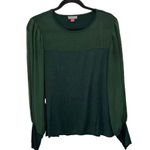 Vince Camuto  Hunter Green Sheer Long Sleeve Blouse Photo 0