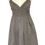 Vince . Dress Womens Size 4 Taupe Sleeveless Smocked A-Line V-Neck Casual Chic Photo 0