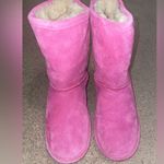BEARPAW Elle short Wide Cadet Fur-Lined Pink Suede Boots Photo 4