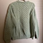Vintage Carraig Donn Irish Merino Wool Chunky Cable Knit Zip Up Sweater sz XL Green Photo 7