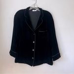 Sleepy Jones Marina Grosgrain-trimmed Silk Blend Black Velvet Pajama Shirt S Photo 6