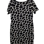 Talbots Black & White Giraffe Print Knit Short Sleeve Dress Photo 1