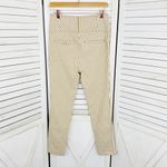 Free People  Frankie High Waist Skinny Pants Tan White Stripe Button Front 4 Photo 2